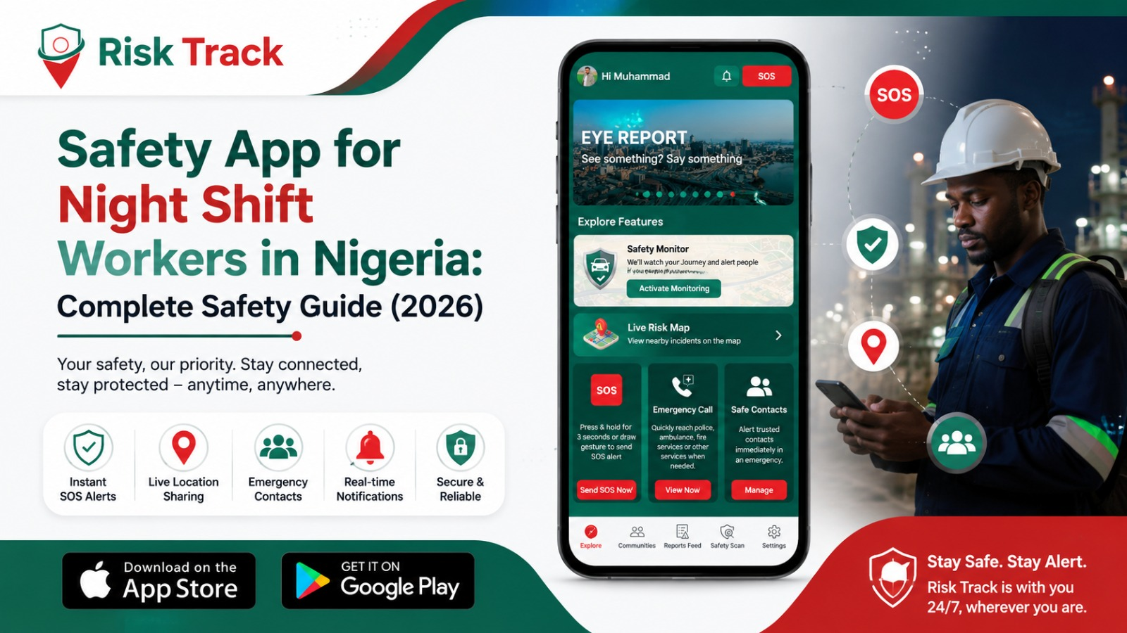 Safety app for night shift workers